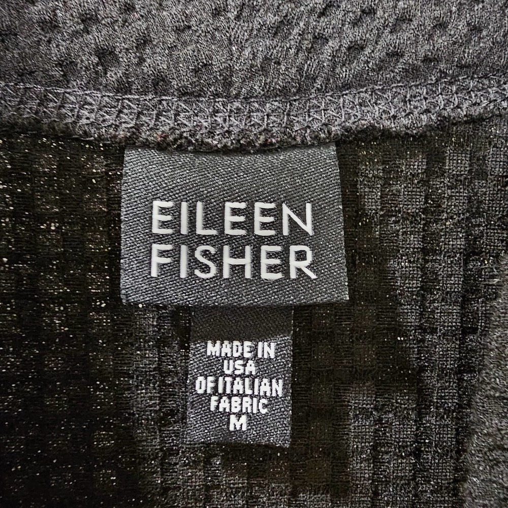 EILEEN FISHER Women's Textured Waffle Knit Black Button Blazer sz M - Picture 4 of 8